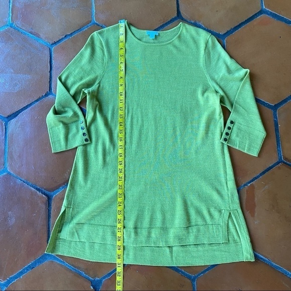J. Jill Green Merino Wool Washable Long Sleeve Sweater Tunic Top Buttons Small - Picture 7 of 8